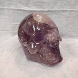 Amethyst Skull, Chevron Amethyst Crystal Traveler Skull , Healing Carved Skull Decor - thumbnail 4