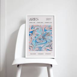 Aries Zodiac Print - Astrology Star Sign Poster Gifts For Her Minimalist Wall Art - thumbnail 1