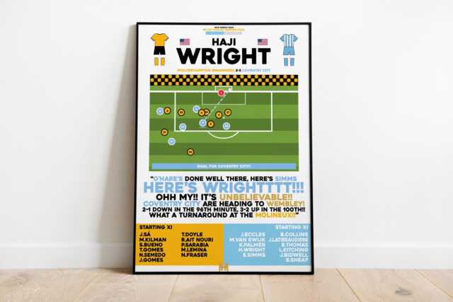 Haji Wright V Wolverhampton Wanderers Print, Coventry City Football Wall Art, Posters, Fc, Goal Print - image 1