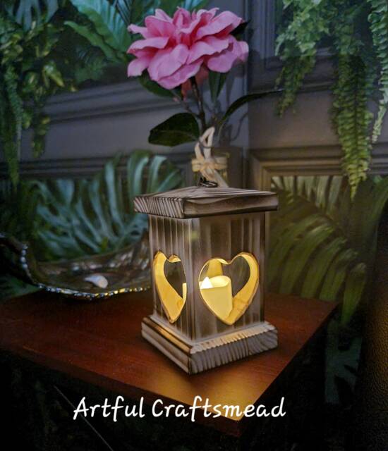 Personalised Wooden Lantern Gift - Rustic Candle Holder With Heart Handmade Romantic Decor Anniversary, Wedding, Christmas Light - image 1