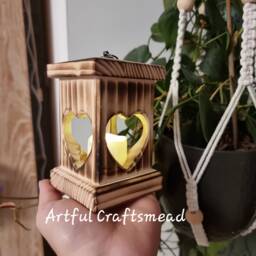 Personalised Wooden Lantern Gift - Rustic Candle Holder With Heart Handmade Romantic Decor Anniversary, Wedding, Christmas Light - thumbnail 2