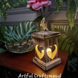 Personalised Wooden Lantern Gift - Rustic Candle Holder With Heart Handmade Romantic Decor Anniversary, Wedding, Christmas Light - thumbnail 3