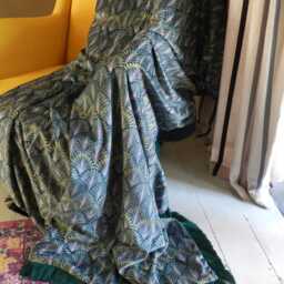 Art Deco Velvet Throw Blanket Emerald Fringe Peacock Fan Design - thumbnail 3