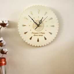 Custom Clock in Wood Personalized With Your Text Engraved, Unique Gift For Nature Lovers, Natural Design, Poetic Home Decor, Round Flower - thumbnail 2