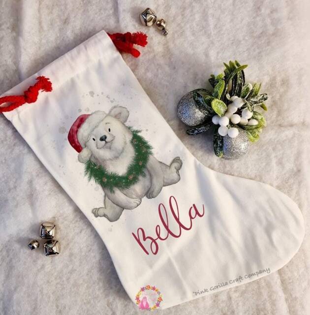 Christmas Stocking, Santa Xmas Decoration, Personalised Gift, Custom - image 1
