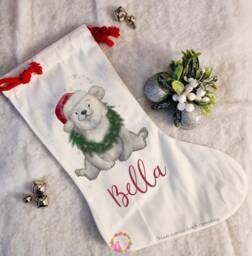 Christmas Stocking, Santa Xmas Decoration, Personalised Gift, Custom