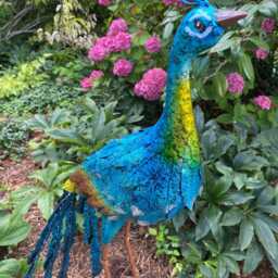 Tall Colourful Metal Garden Peacock - thumbnail 4