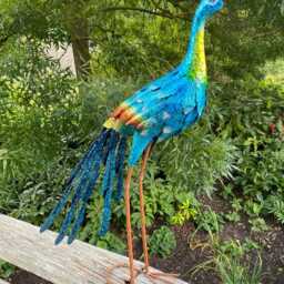 Tall Colourful Metal Garden Peacock - thumbnail 3