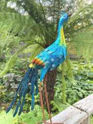 Tall Colourful Metal Garden Peacock - thumbnail 1