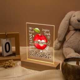 Personalized Teacher Apple Night Light, Appreciation Gift, Custom Led Lamp, Thank You End Of Year Present - thumbnail 4