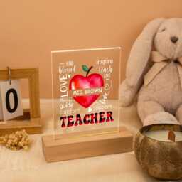 Personalized Teacher Apple Night Light, Appreciation Gift, Custom Led Lamp, Thank You End Of Year Present