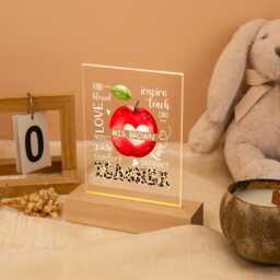 Personalized Teacher Apple Night Light, Appreciation Gift, Custom Led Lamp, Thank You End Of Year Present - thumbnail 2