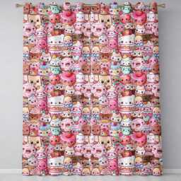 Desserts Cakes Cupcakes Donuts & Sweets Pastel Background Seamless Pattern Readymade Eyelet Ring Top Thermal 100% Blackout Curtains - thumbnail 2