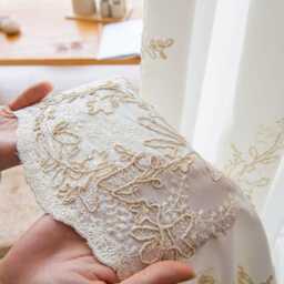 Custom White Voile Curtain With Gold Embroidery, Made To Measure - thumbnail 3