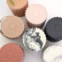 Crystal Concrete Container Pot - 35 Colours Jar With Lid Cut Glass Effect Mandala Eco Cotton Pad Storage Art Deco - thumbnail 3