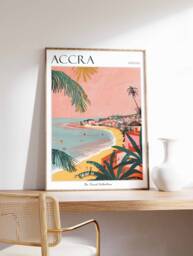 Accra Ghana Travel Poster Tropical Beach Wall Art - thumbnail 1