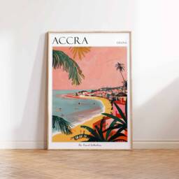 Accra Ghana Travel Poster Tropical Beach Wall Art - thumbnail 3