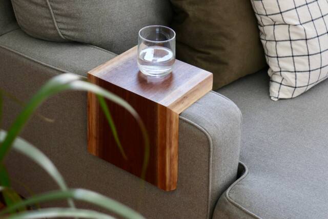 Live Edge Walnut Couch Table, Laptop Side Sofa Armrest Gift For Her, Him, Home Furniture, Modern Decor - image 1