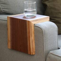 Live Edge Walnut Couch Table, Laptop Side Sofa Armrest Gift For Her, Him, Home Furniture, Modern Decor - thumbnail 2