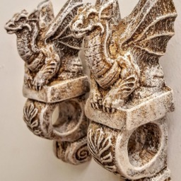 Winged Mythical Dragon Bracket Wall Sconce Home Decor Pair - thumbnail 2