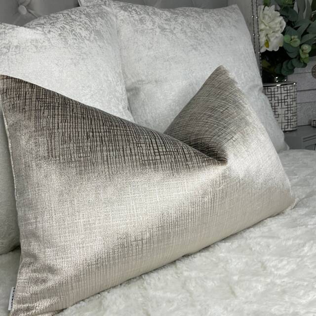 Handmade Velvet Lumbar Pillow Cover, Harlequin Osamu Taupe, 12x20 Cushion Case - image 1