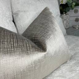 Handmade Velvet Lumbar Pillow Cover, Harlequin Osamu Taupe, 12x20 Cushion Case - thumbnail 2