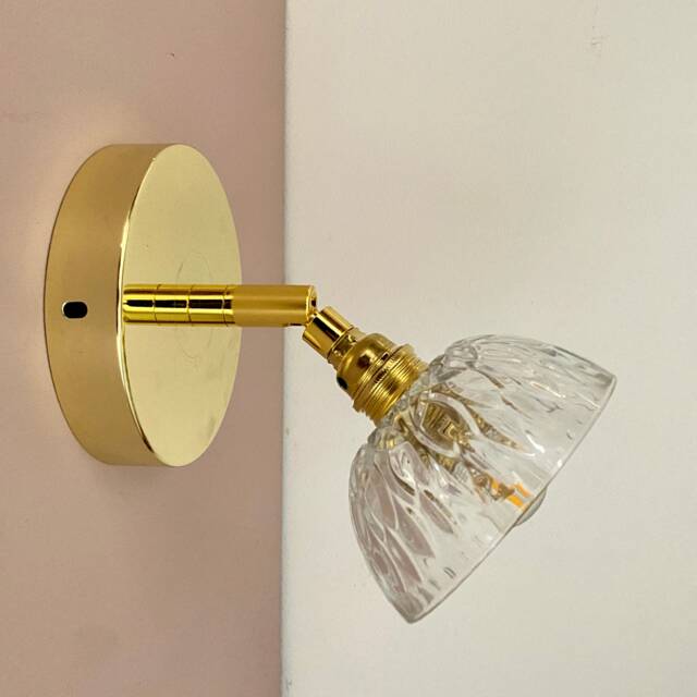 Vintage Molded Glass Wall Lamp With Lampshade - Tableware Collection - image 1