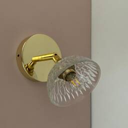 Vintage Molded Glass Wall Lamp With Lampshade - Tableware Collection - thumbnail 2
