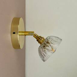 Vintage Molded Glass Wall Lamp With Lampshade - Tableware Collection - thumbnail 3