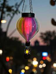 Glass Hot Air Balloon Solar Hanging Decorative Light Garden Ornament Gift Colour