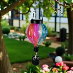 Glass Hot Air Balloon Solar Hanging Decorative Light Garden Ornament Gift Colour - thumbnail 3