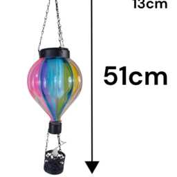 Glass Hot Air Balloon Solar Hanging Decorative Light Garden Ornament Gift Colour - thumbnail 2