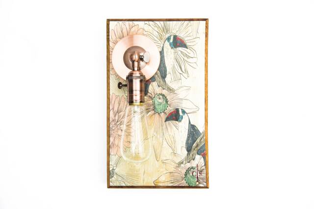 Solid Oak Block Hanging Toucan Wall Light - image 1