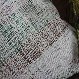 50cm - Or 20Inch Vintage Kilim Cushion Cover Handwoven - Goat Hair/Wool/Linen Cream Green Band - thumbnail 3
