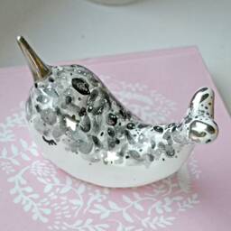 Narwhal Gift, Ceramic Figurine, Sculpture, Mothers Day Home Decor, Housewarming Baby Narwhal, Nursery Decor - thumbnail 3