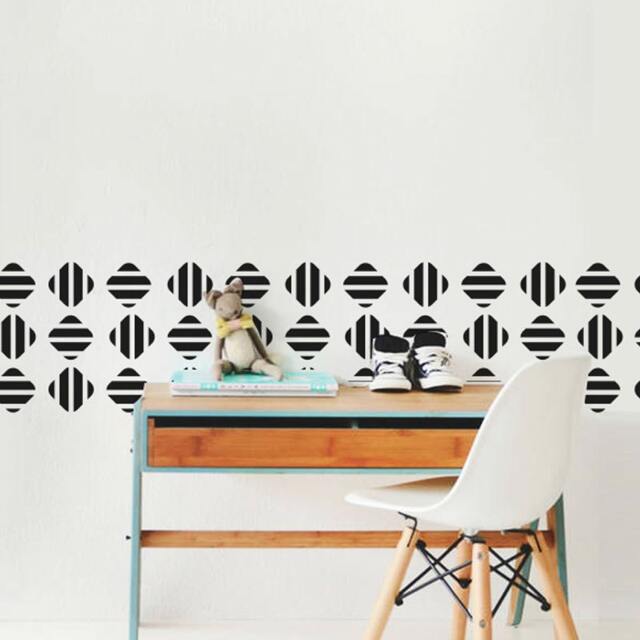 striped Diamond Vinyl Wall Decal - Geometric Pattern - image 1