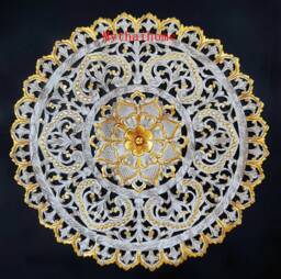 Round Hand Carved Wood Wall Art 90cm, Mandala Lotus Flower Mounted Hanging, Teak Panel, Moroccan Twin Boho Headboard 36