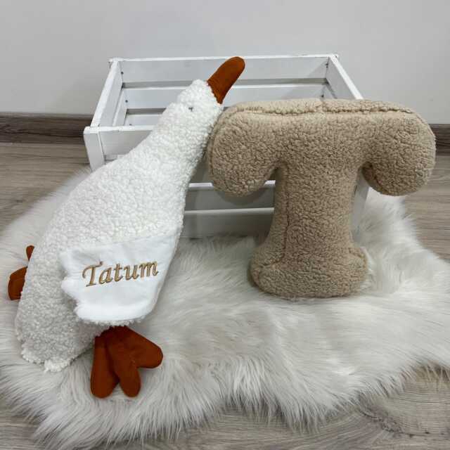 Personalized Goose Pillow Faux Fur Baby Comforter, Nursery Decor - image 1