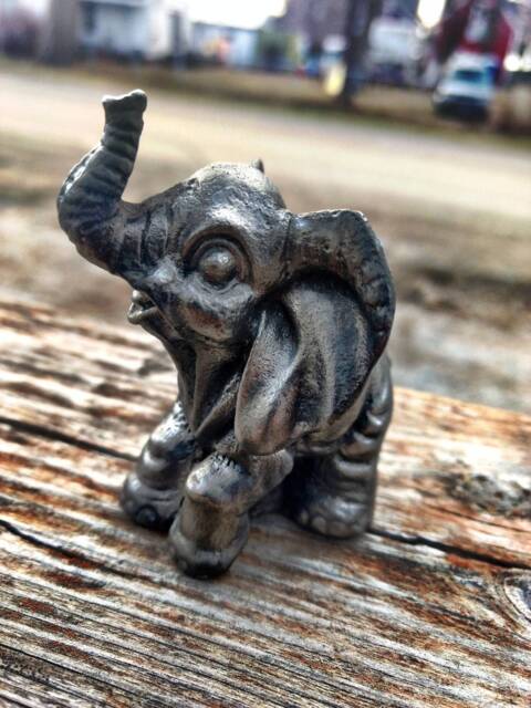 Hand Cast Pewter Elephant Statue Statuette Memory Gift - image 1