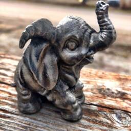 Hand Cast Pewter Elephant Statue Statuette Memory Gift - thumbnail 3