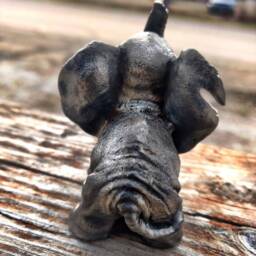 Hand Cast Pewter Elephant Statue Statuette Memory Gift - thumbnail 4