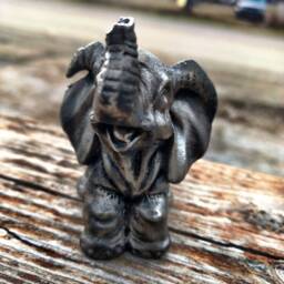 Hand Cast Pewter Elephant Statue Statuette Memory Gift - thumbnail 2
