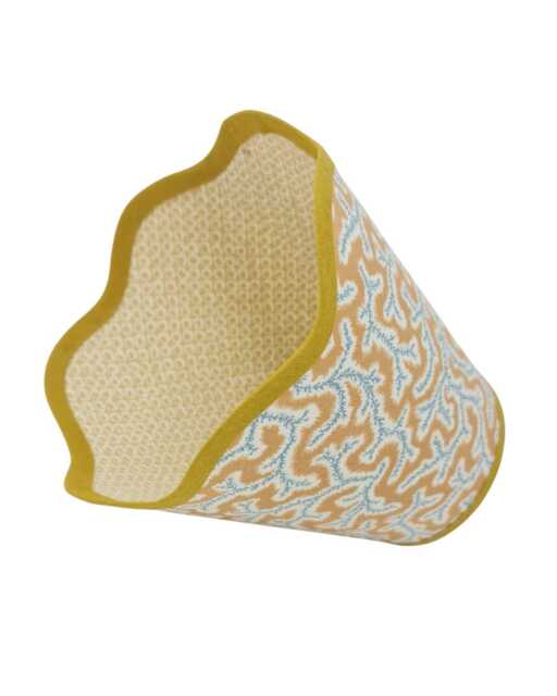 Scallop Lampshade - Double Fabric Yellow Dulcie Ian Sanderson Scallop Any Light Fitting Plus Battery - image 1