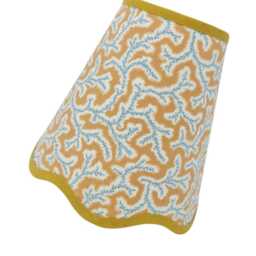 Scallop Lampshade - Double Fabric Yellow Dulcie Ian Sanderson Scallop Any Light Fitting Plus Battery - thumbnail 2