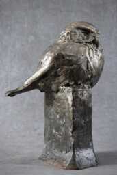 Fierce One, Pygmy Owl Cast Bronze Sculpture, Original Art By Kindrie Grove - thumbnail 1