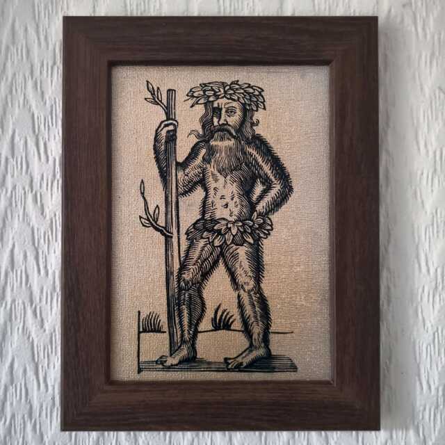 "Woodwose, Wild Man Of The Woods - Handmade Reproduction On Canvas Folklore Mythology Cryptid 5""x7" - image 1