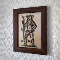 "Woodwose, Wild Man Of The Woods - Handmade Reproduction On Canvas Folklore Mythology Cryptid 5""x7" - thumbnail 3