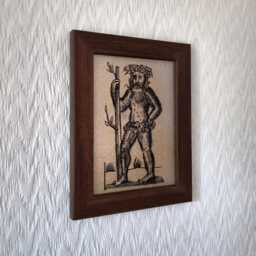 "Woodwose, Wild Man Of The Woods - Handmade Reproduction On Canvas Folklore Mythology Cryptid 5""x7" - thumbnail 2