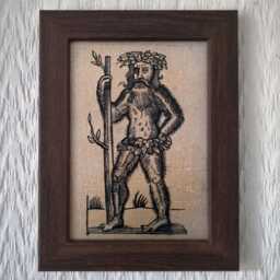 "Woodwose, Wild Man Of The Woods - Handmade Reproduction On Canvas Folklore Mythology Cryptid 5""x7" - thumbnail 1