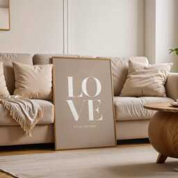 Love It's All You Need, Daily Affirmations Poster, Minimalist Decor, Cute Livingroom Print, Beige Wall Art, Simply Home Art - thumbnail 2